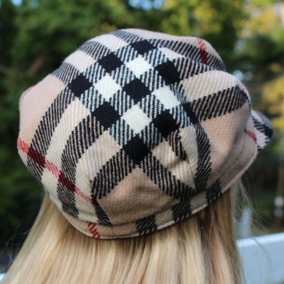 Burberry Nova Check Wool Cashmere Newsboy Hat M
